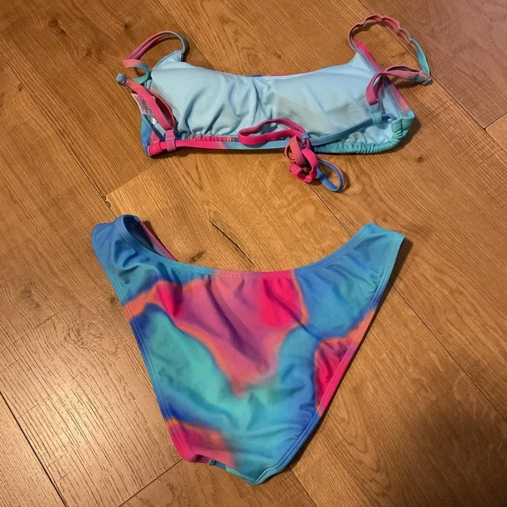 Wild Fable Blue Pink Bikini Top Bottom Colorblock Swim Women - Picture 6 of 6
